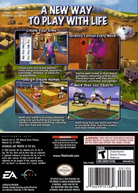 Sims 2, The box cover back